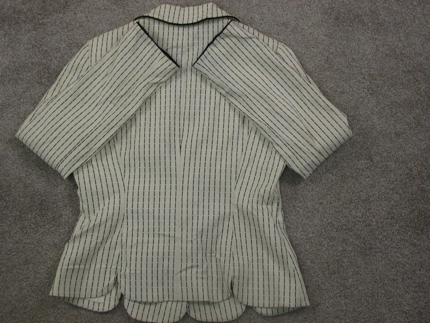 White House Black Market Womens Striped Blazer Coat Long Sleeves Ivory Size 6