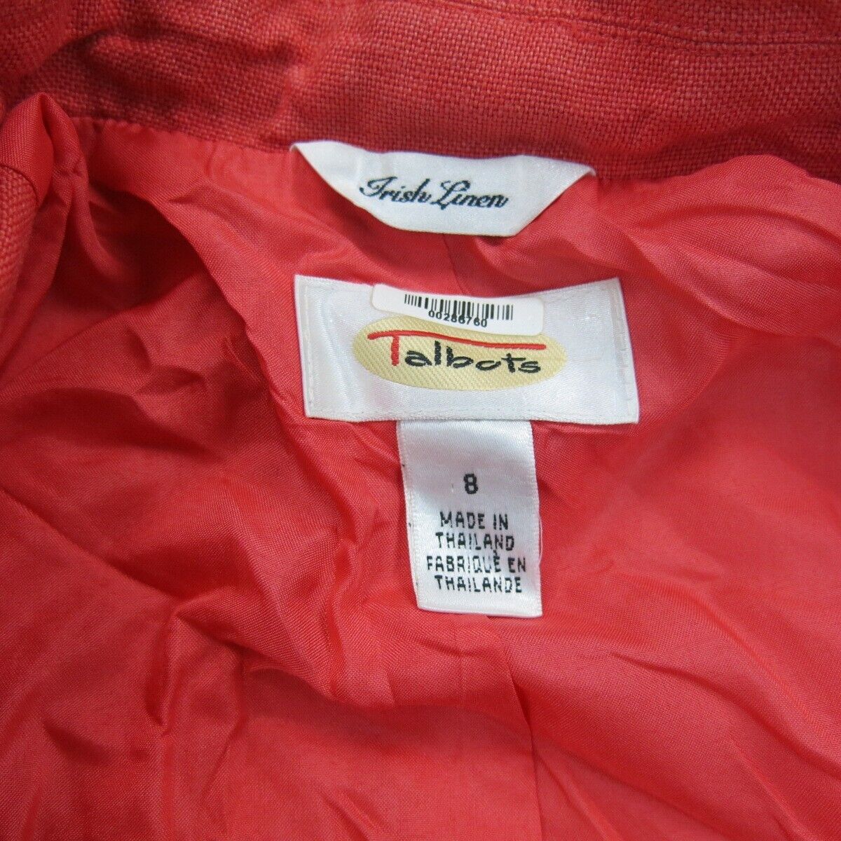 Talbots Womens Coat Jacket Button Up Collared Long Sleeve Red Size 8