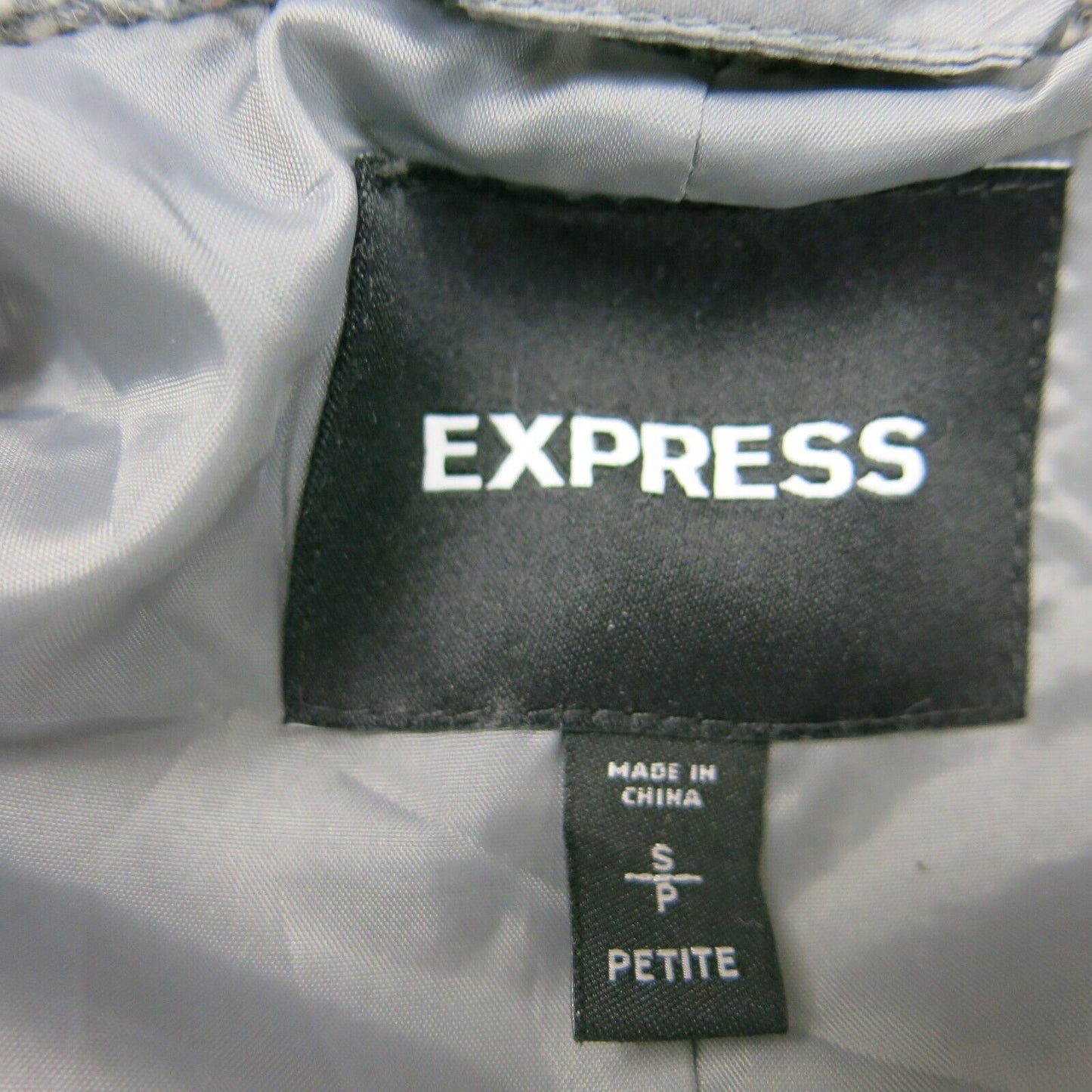 Express Womens Trench Coat Single Breasted Long Sleeve Pockets Dark Gray SZ S/P