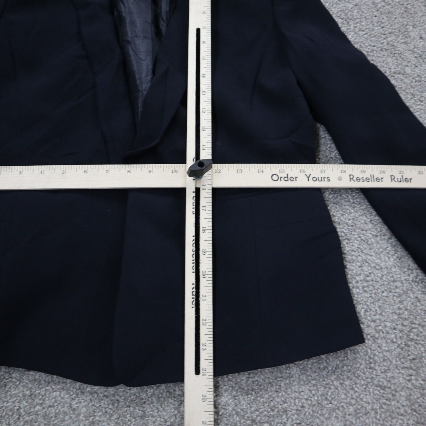 Tahari Womens Blazer Coat Long Sleeves Open Front Pockets Navy Blue Size 10P