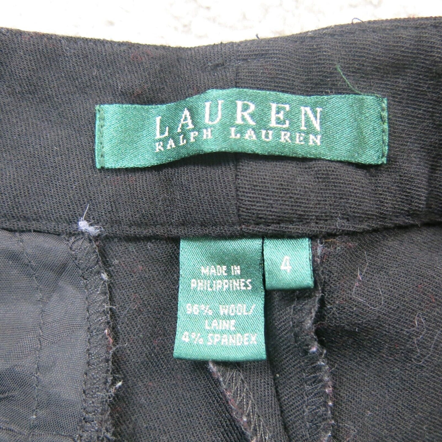 Ralph Lauren Womens Pant Dress Mid Rise Stretch Flat Front Pockets Wools Black 4