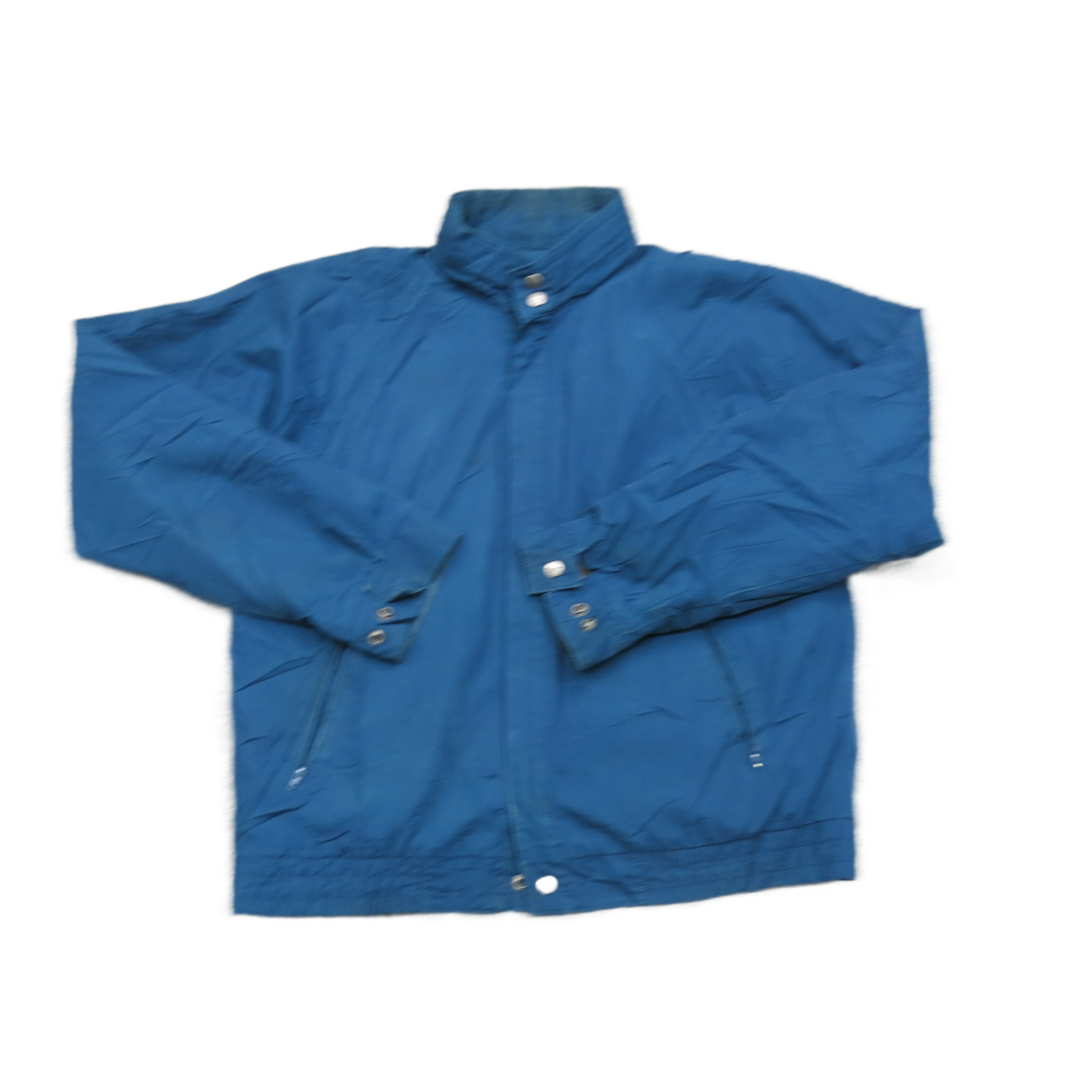 London Fog Mens Windbreaker Jacket Front Button Mock Neck Pockets Blue Size 42R