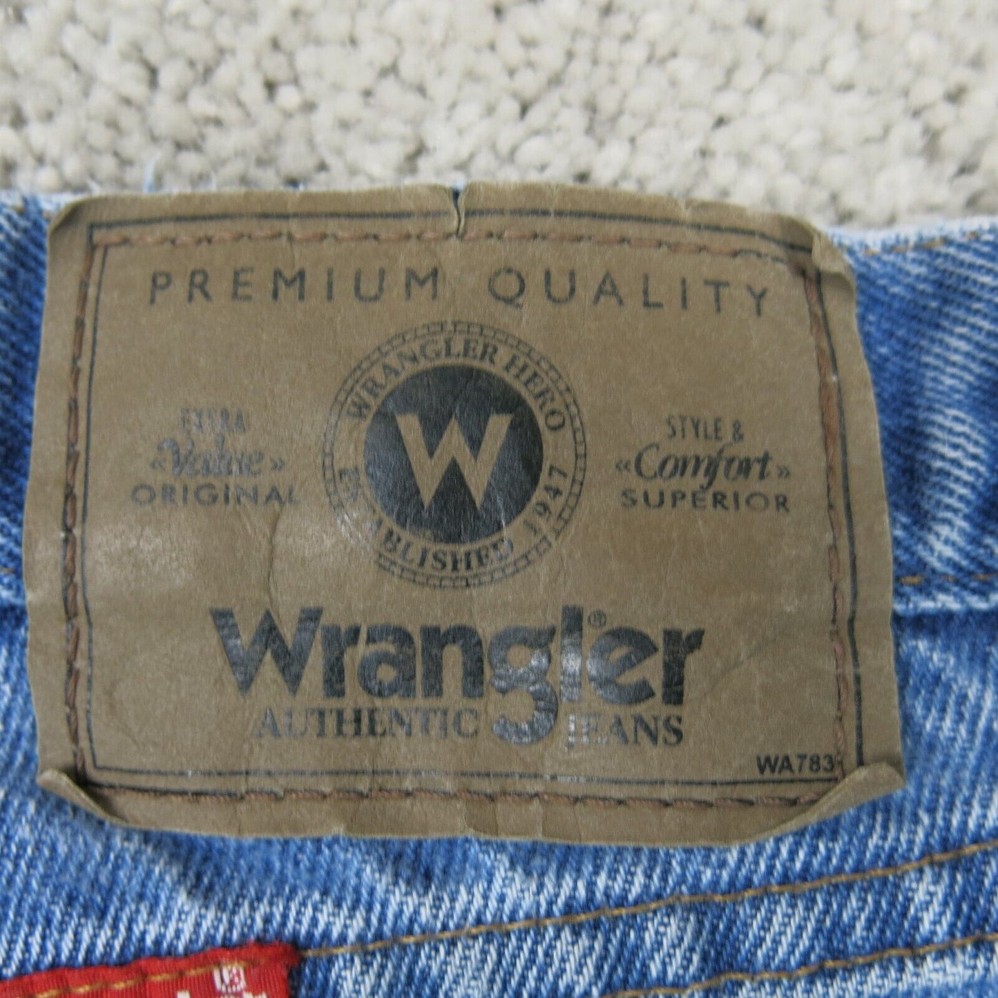Wrangler Mens Jeans Straight Leg Stretch Regular Fit High Rise Blue Size W38xL32