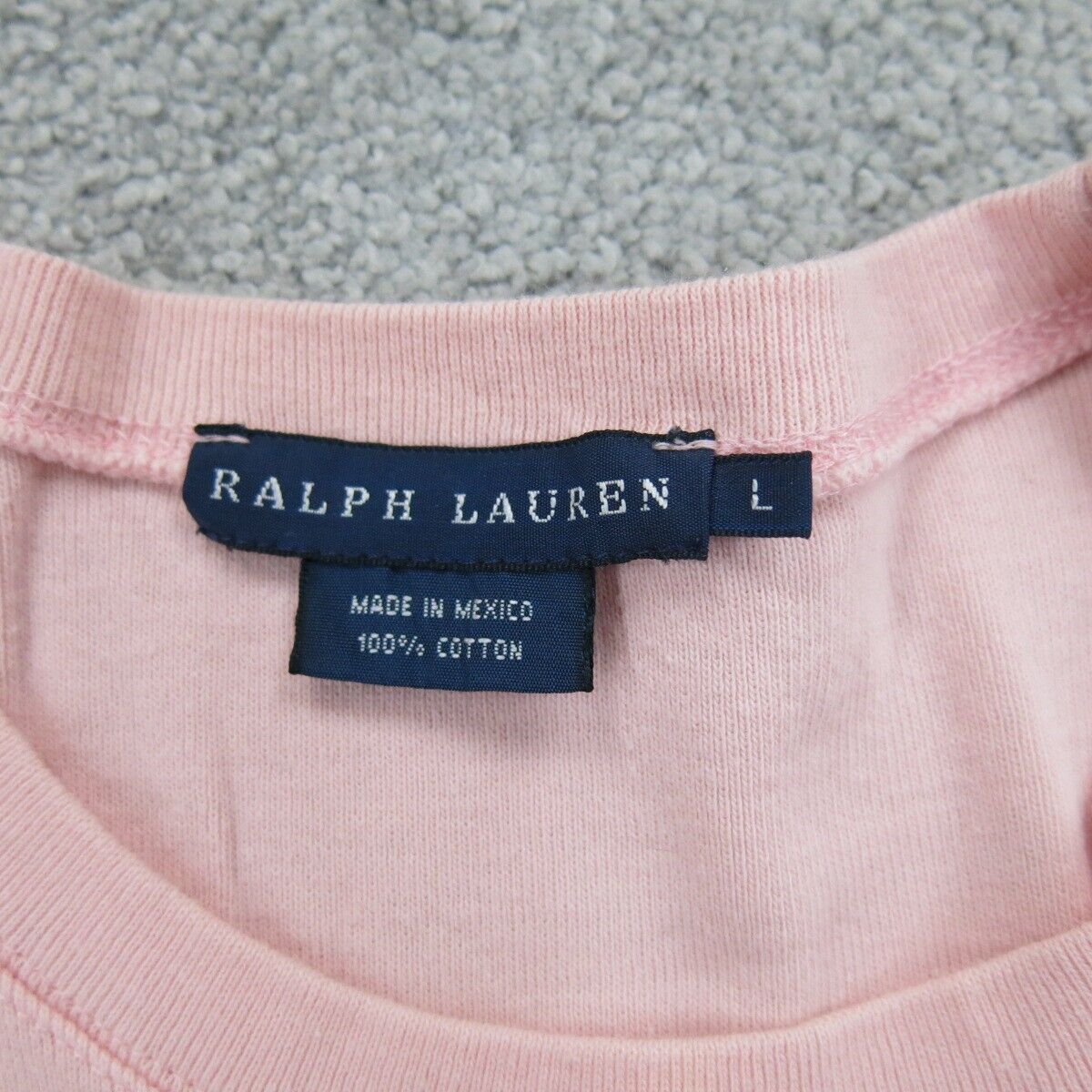 Ralph Lauren Women Pullover T-Shirt Top Crew Neck Short Sleeve 100%Cotton Pink L