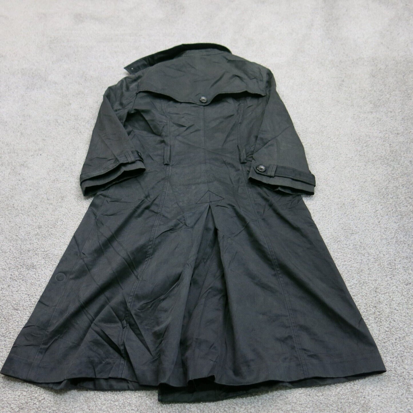 Old Navy Womens Trench Coat Double Breasted Half Sleeve Pockets Black Size Small