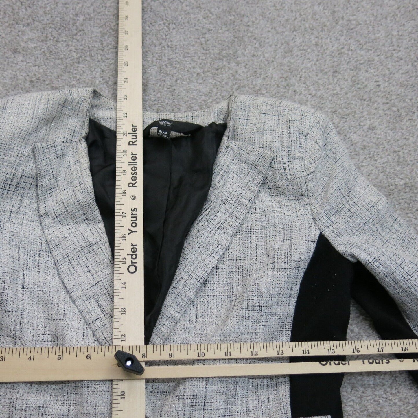 Mossimo Women Asymmetrical Blazer Coat Single Breast Long Sleeve Gray Black SZ S