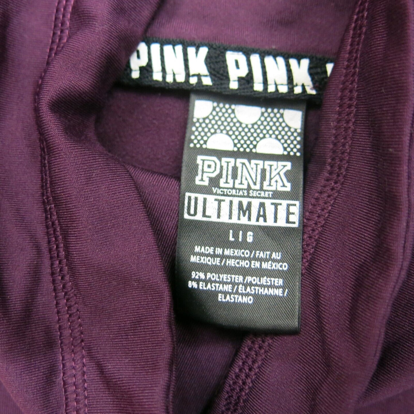Pink Victorias Secret Womens Sweatshirt High Neck Ultimate Maroon Pink SZ Large