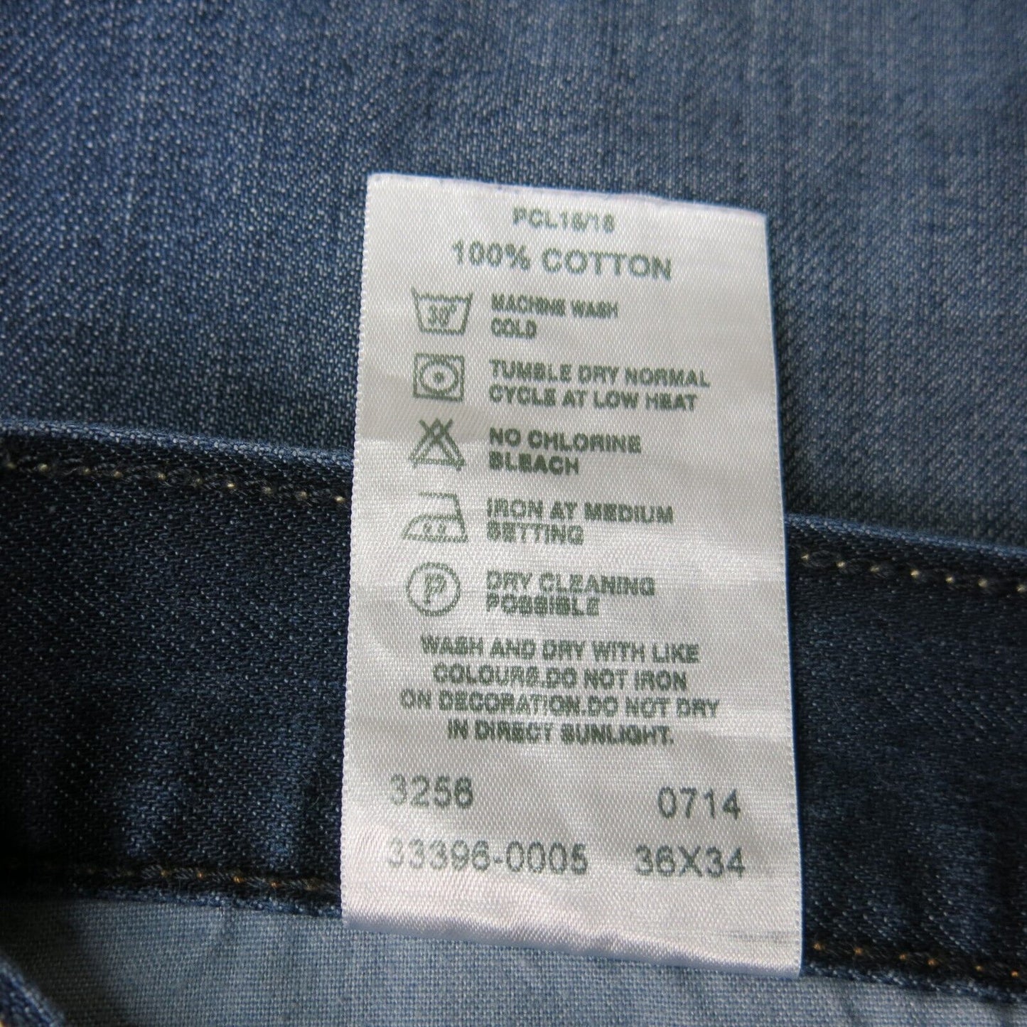 Denizen Mens Jeans Straight Leg 100%Cotton Mid Rise Five Pockets Blue W36XL34