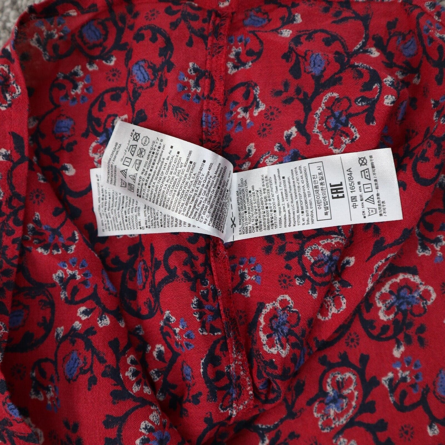 Gap Womens Floral Blouse Top Pullover Long Sleeves Crew Neck Red Size X Small