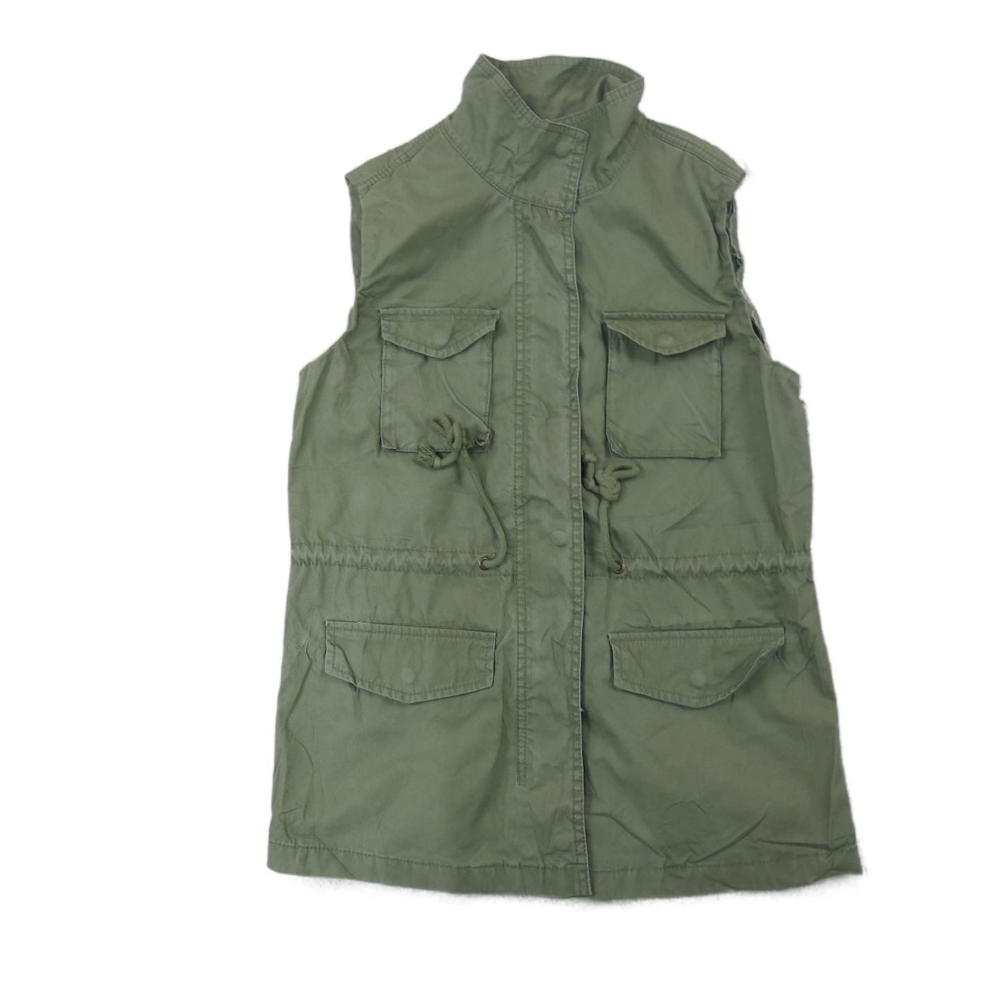 Old Navy Womens Utility Vest Jacket Mock Neck Sleeveless Pockets Green Size S/P