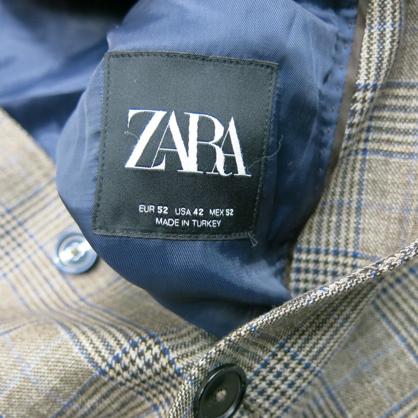 Zara Mens Blazer Coat Single Breasted Long Sleeves Pockets Beige Size US 42