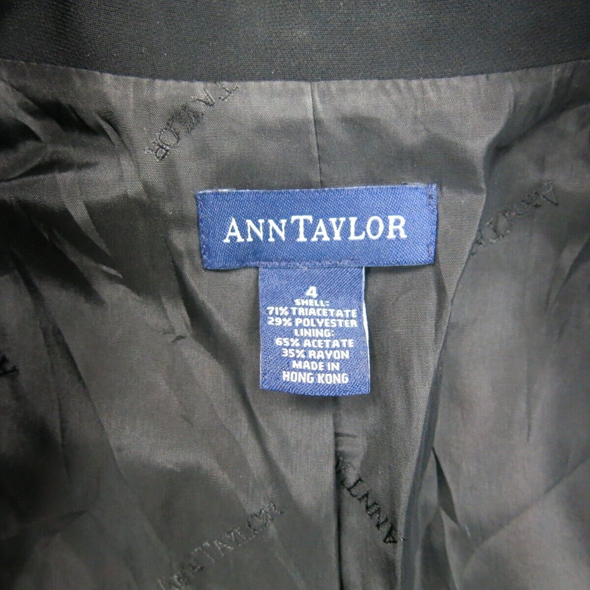 Ann Taylor Womens Blazer Coat Single Breasted Long Sleeve Pocket Black Size 4