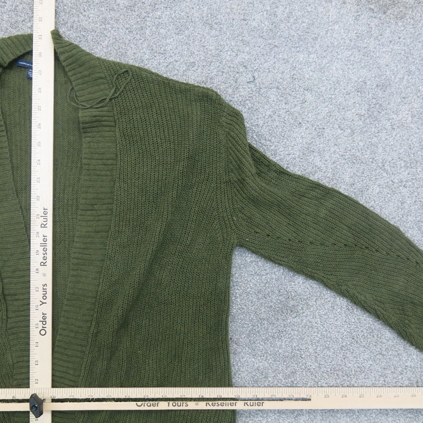 American Eagle Women Cardigan Sweater Knitted Long Sleeves Olive Green SZ Medium