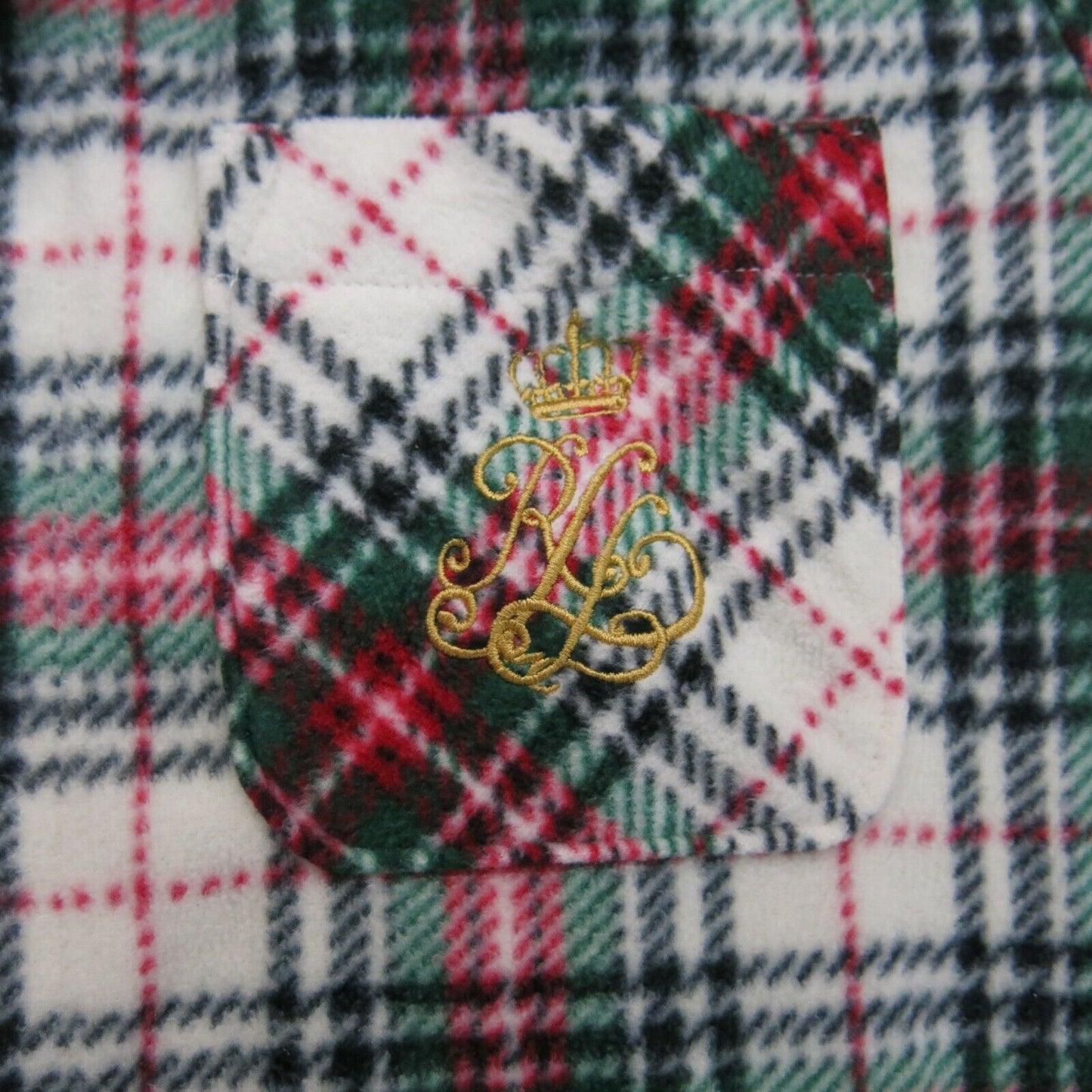 Lauren Ralph Lauren Womens Plaid Pajama Top Tartan Fleece Red White Size Medium