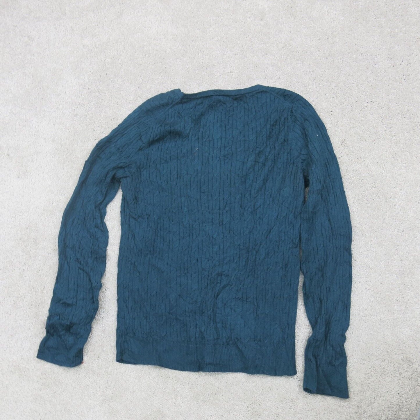 Talbots Womens Pullover Sweater Round Neck Cotton Long Sleeves Green Size Medium