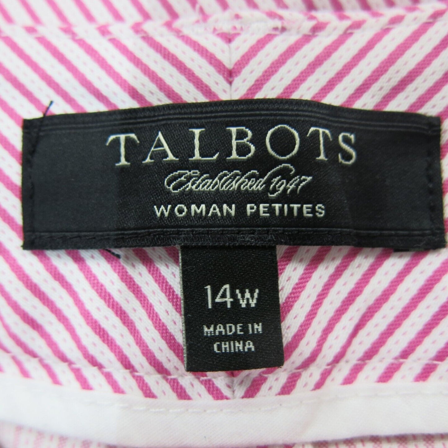 Talbots Womens Pant Cropped Mid Rise Heritage Striped Pink White Size 14