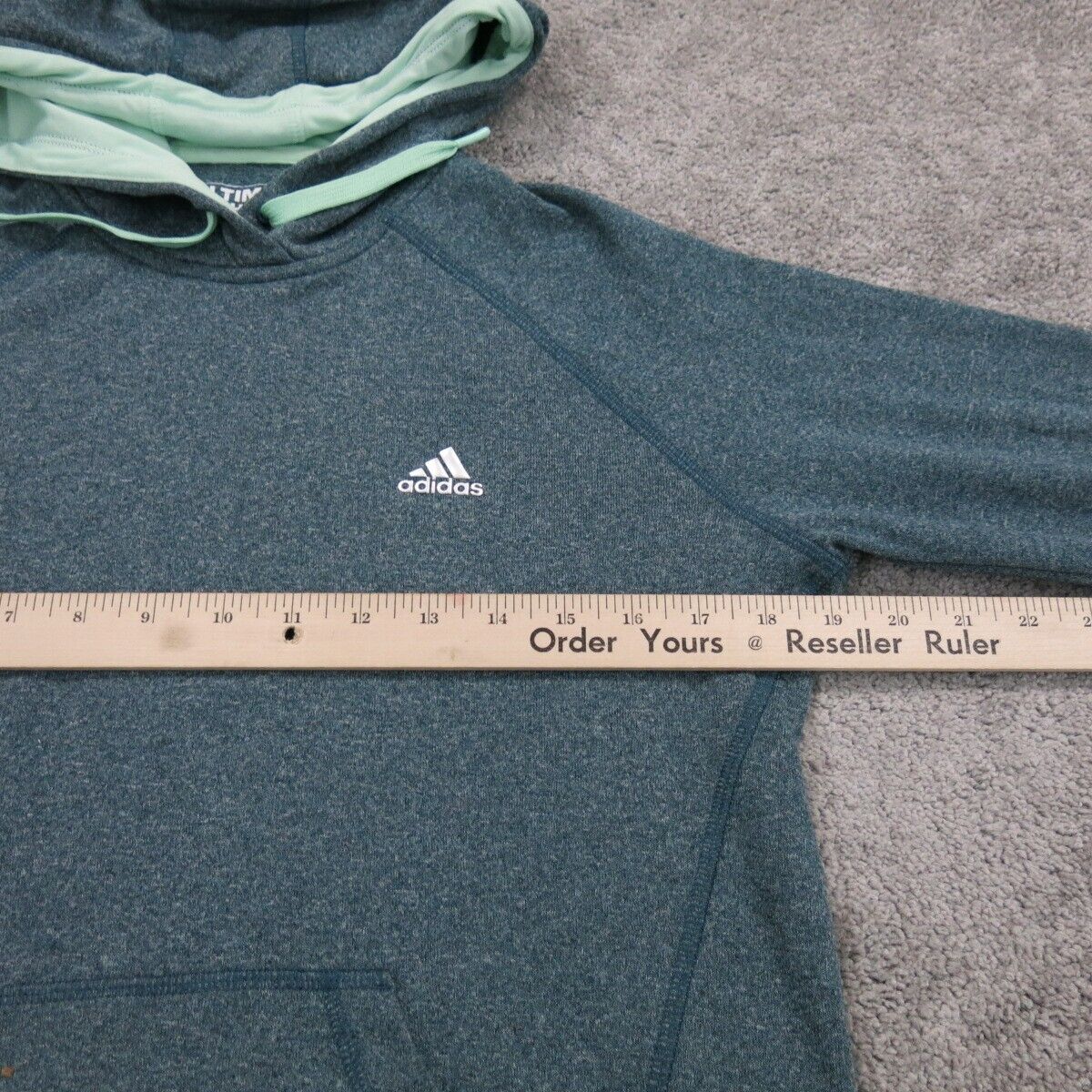 Adidas Womens Ultimate Hoodie Sweatshirt Long Sleeve Pockets Heather Green SZ M