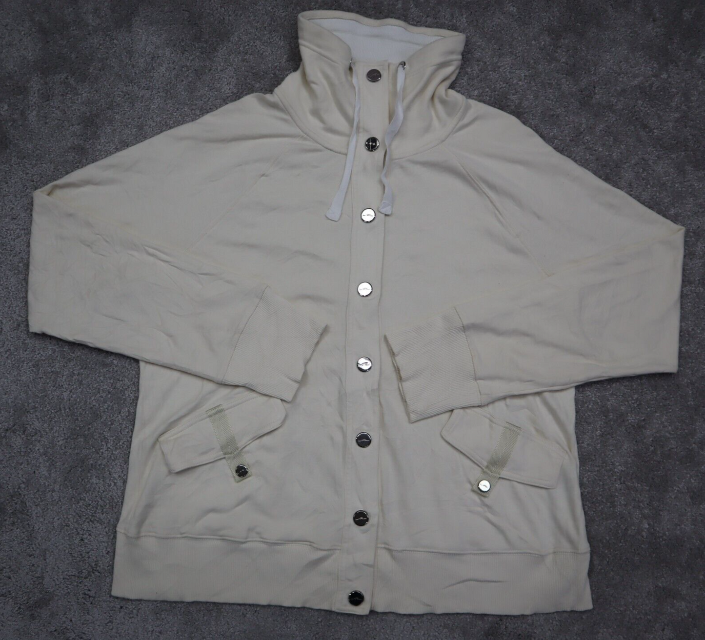 Ralph Lauren Activewear Jacket Women's Large Cream Front Button Fleece Jacket