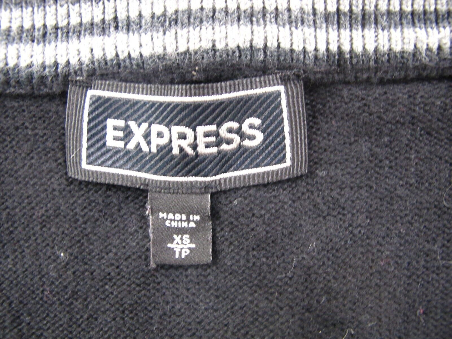 Express Womens Pullover Knitted Sweater Long Sleeves V Neck Logo Black Size XS