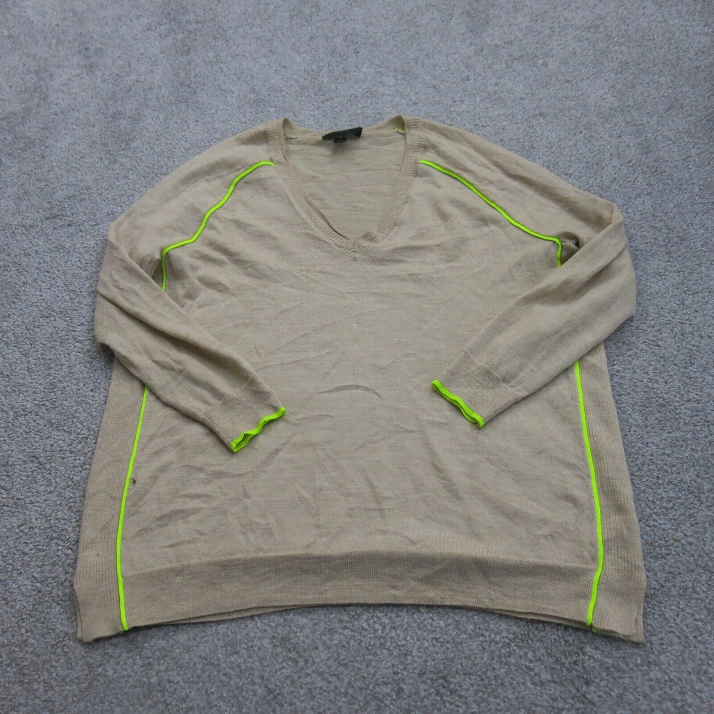 J. Crew Womens Pullover Sweater Round Neck Long Sleeves Tan Size Small