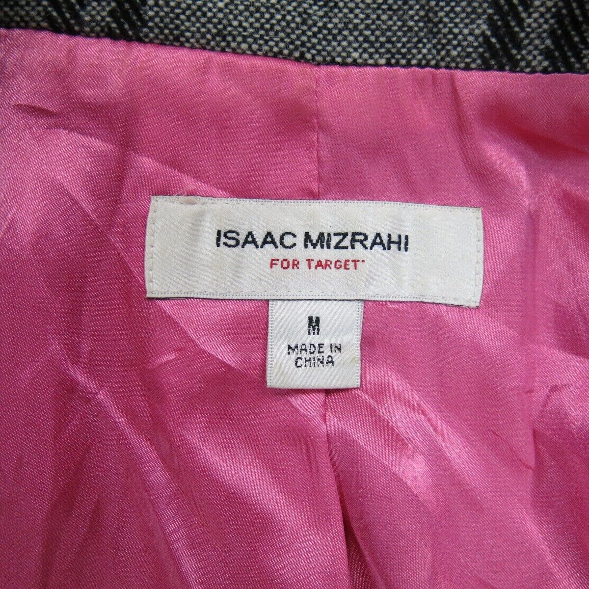 Isaac Mizrahi Womens Blazer Coat Jackets Double Breasted Plaid Gray Size Medium