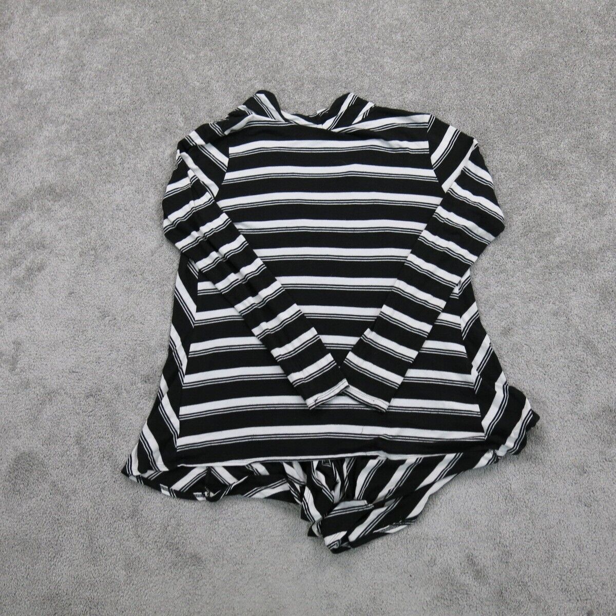 White House Black Market Women Sweater Striped Cardigan Open Front Black White M
