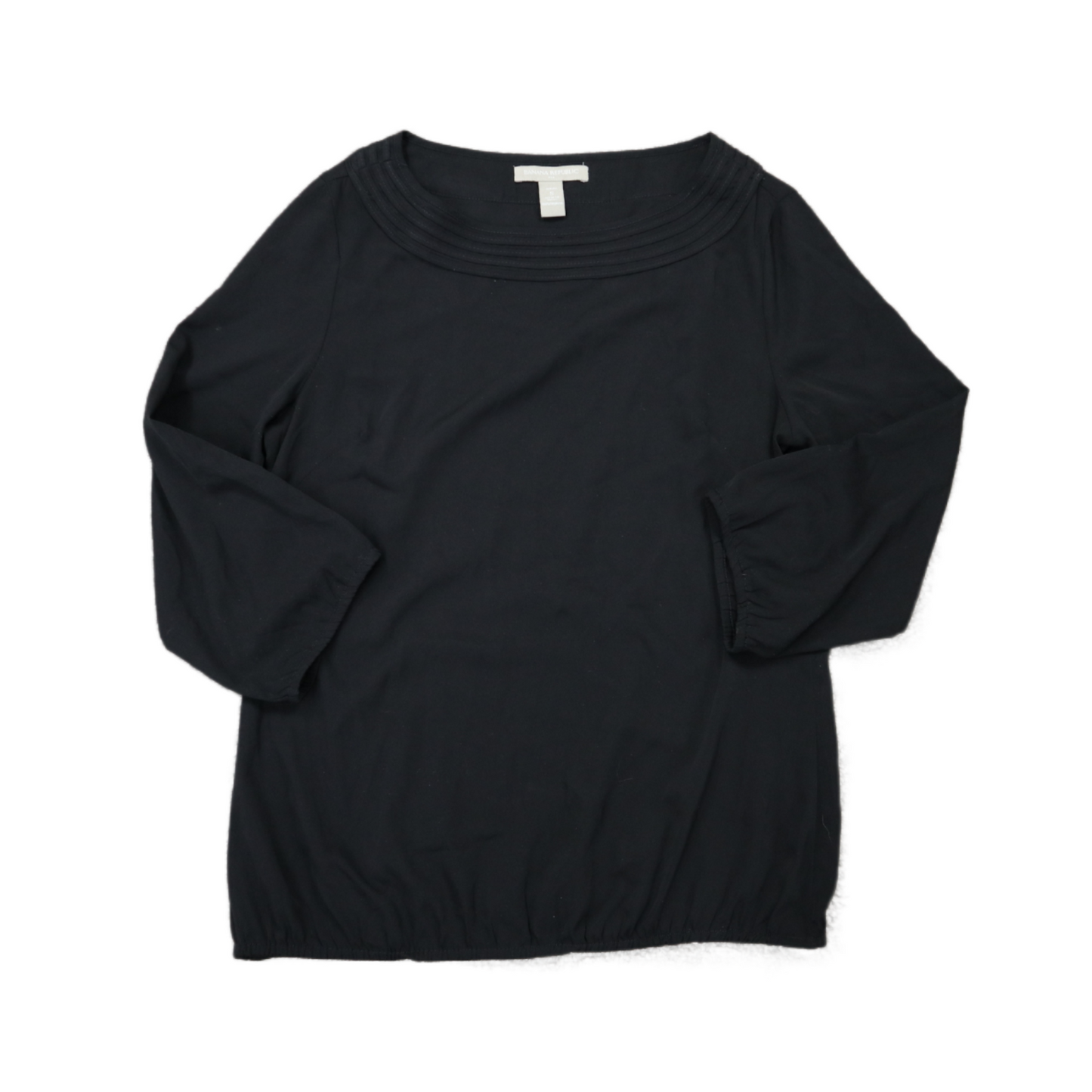 Banana Republic Women Tunic Blouse Top Long Sleeve Round Neck Black Size Small
