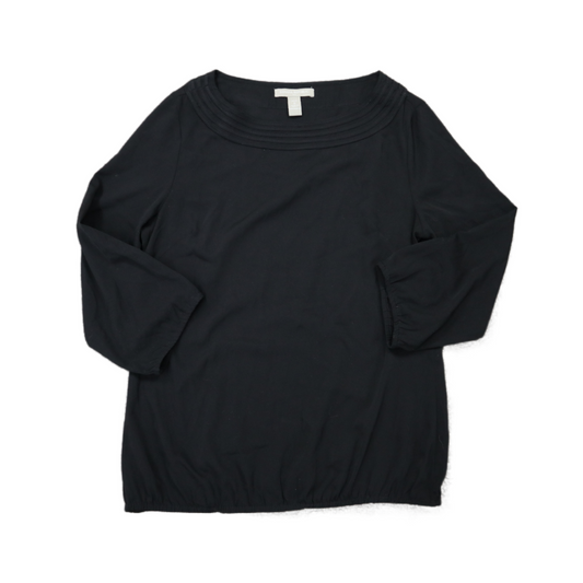 Banana Republic Women Tunic Blouse Top Long Sleeve Round Neck Black Size Small