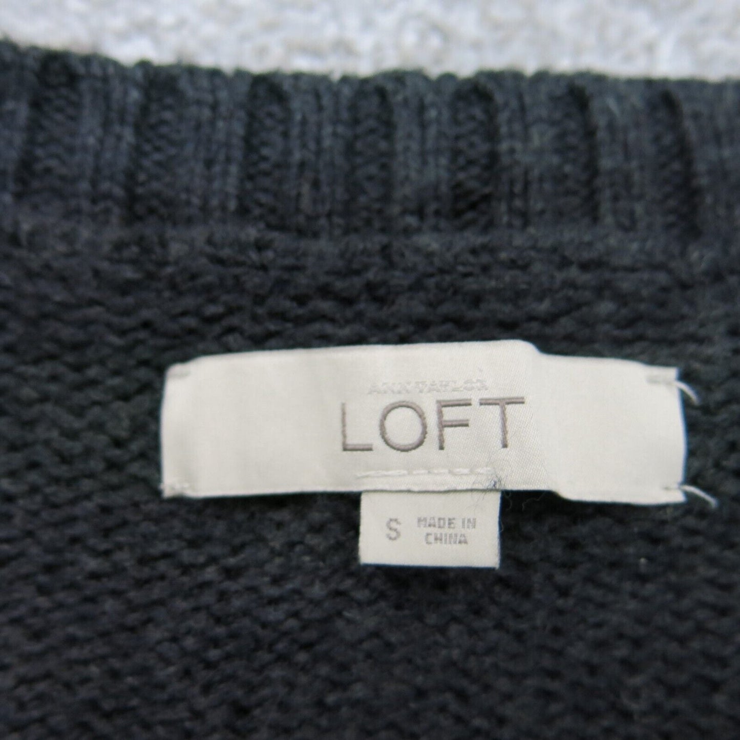 Ann Taylor Loft Womens Pullover Sweater Knitted Long Sleeve V Neck Black Size S