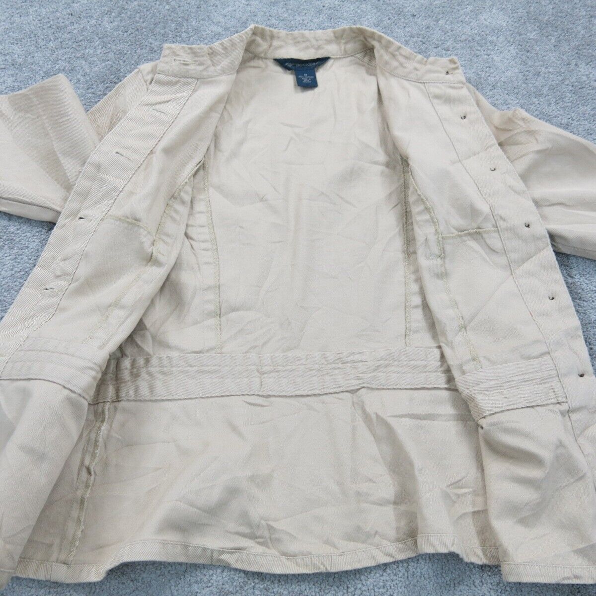 Dockers Mens Button Up Scrub Jacket Single Breasted 100% Cotton Beige Size M