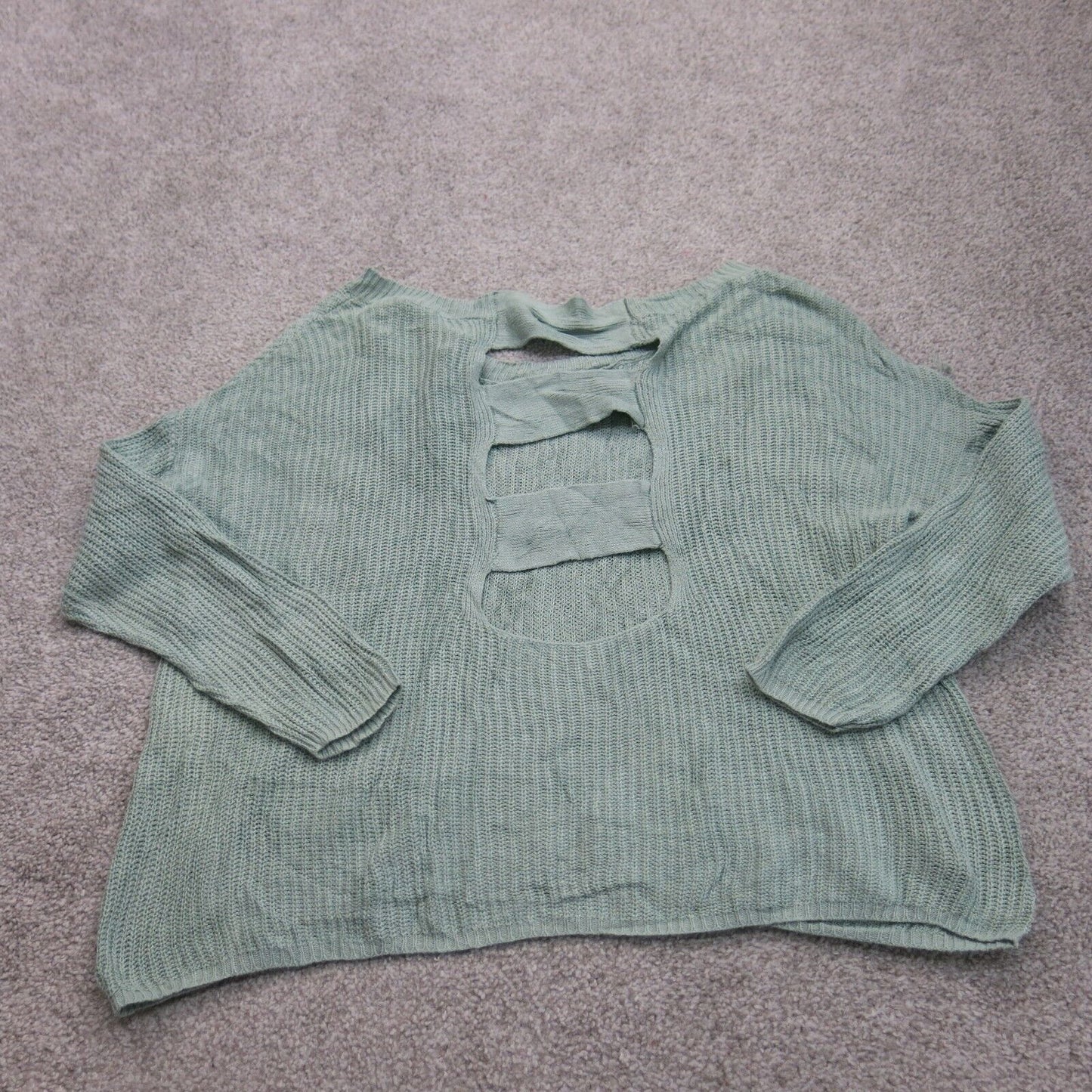 Express Womens Knitted Sweater Long Sleeves Boat Neck Light Teal Blue Size Small
