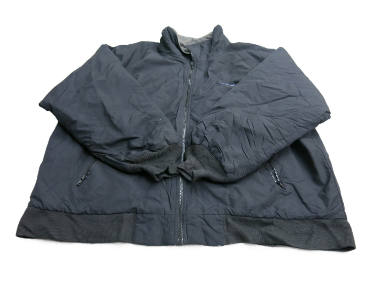 Lands End Mens Puffer Jacket Full Zip Up Long Sleeves Pockets Black Size ?