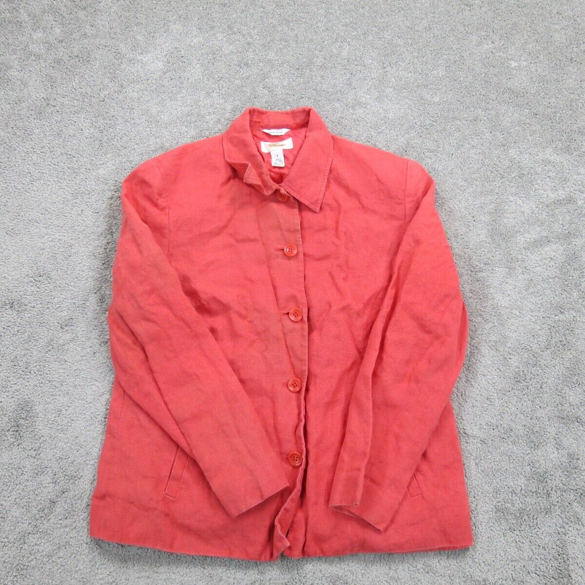Talbots Womens Coat Jacket Button Up Collared Long Sleeve Red Size 8