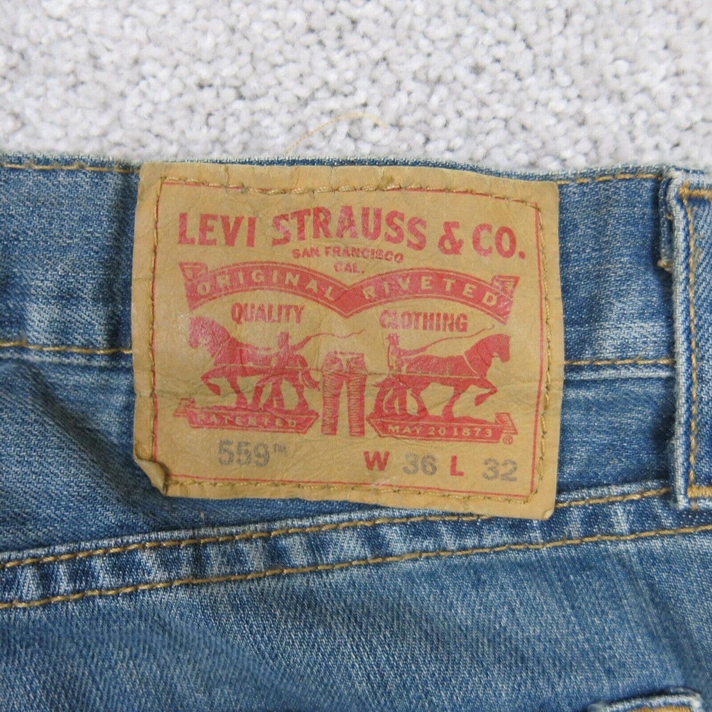 Levis 559 Mens Jeans Straight Leg Denim Mid Rise Pockets Blue Size W36XL32