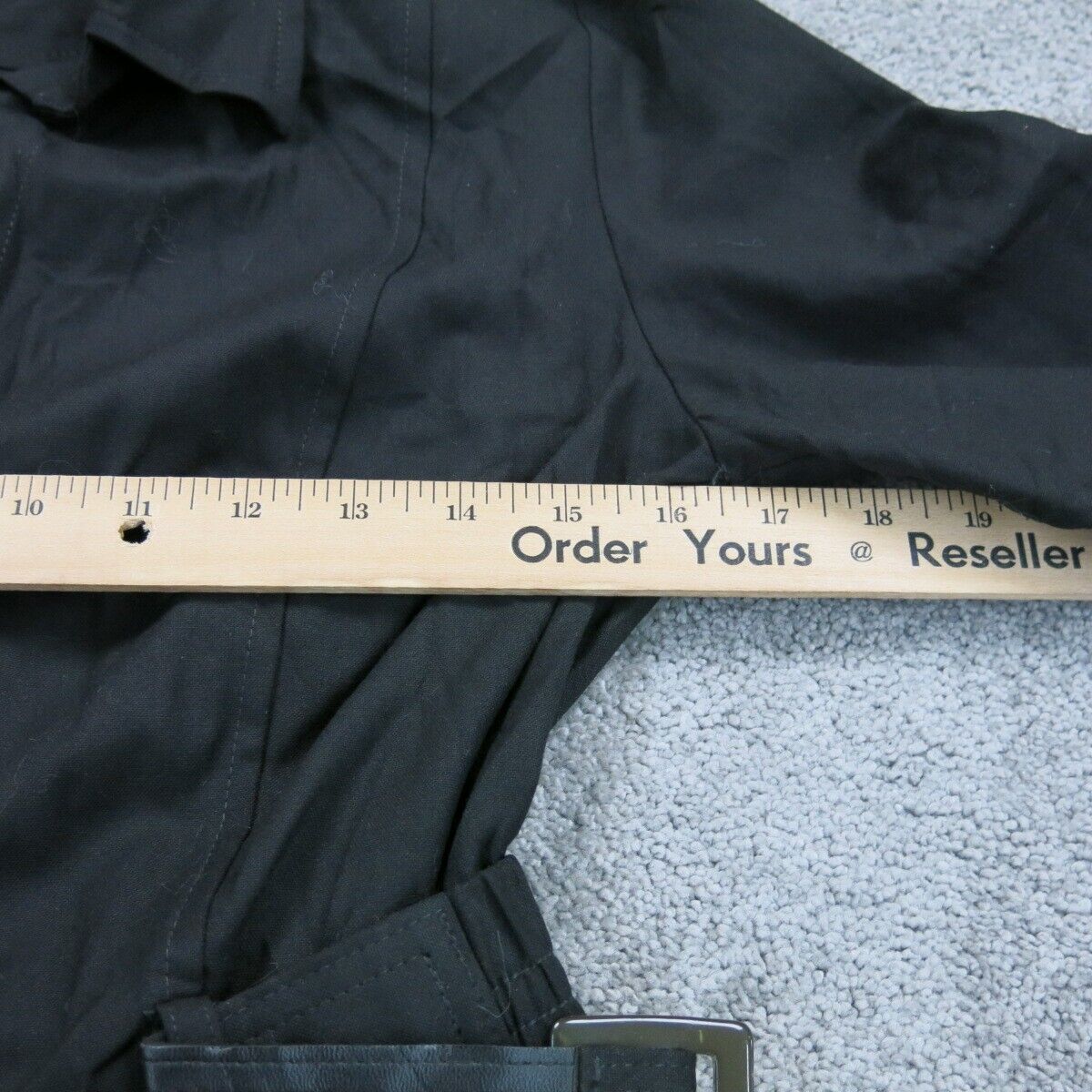 Ann Taylor Womens Trench Coat Front Button 3/4 Sleeve Belt Waist Black Size 6