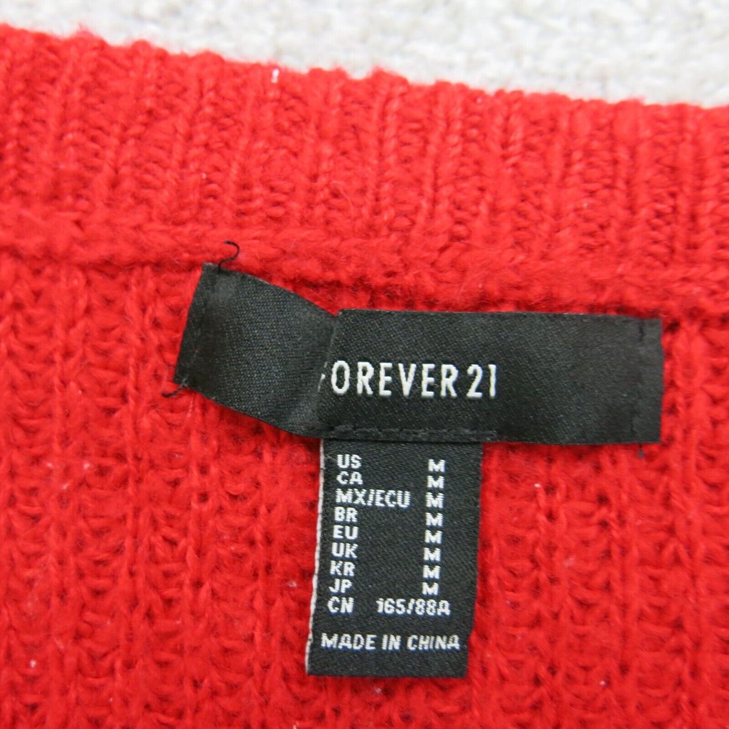 Forever 21 Womens Pullover Knitted Sweater Crew Neck Long Sleeve Red Size Medium