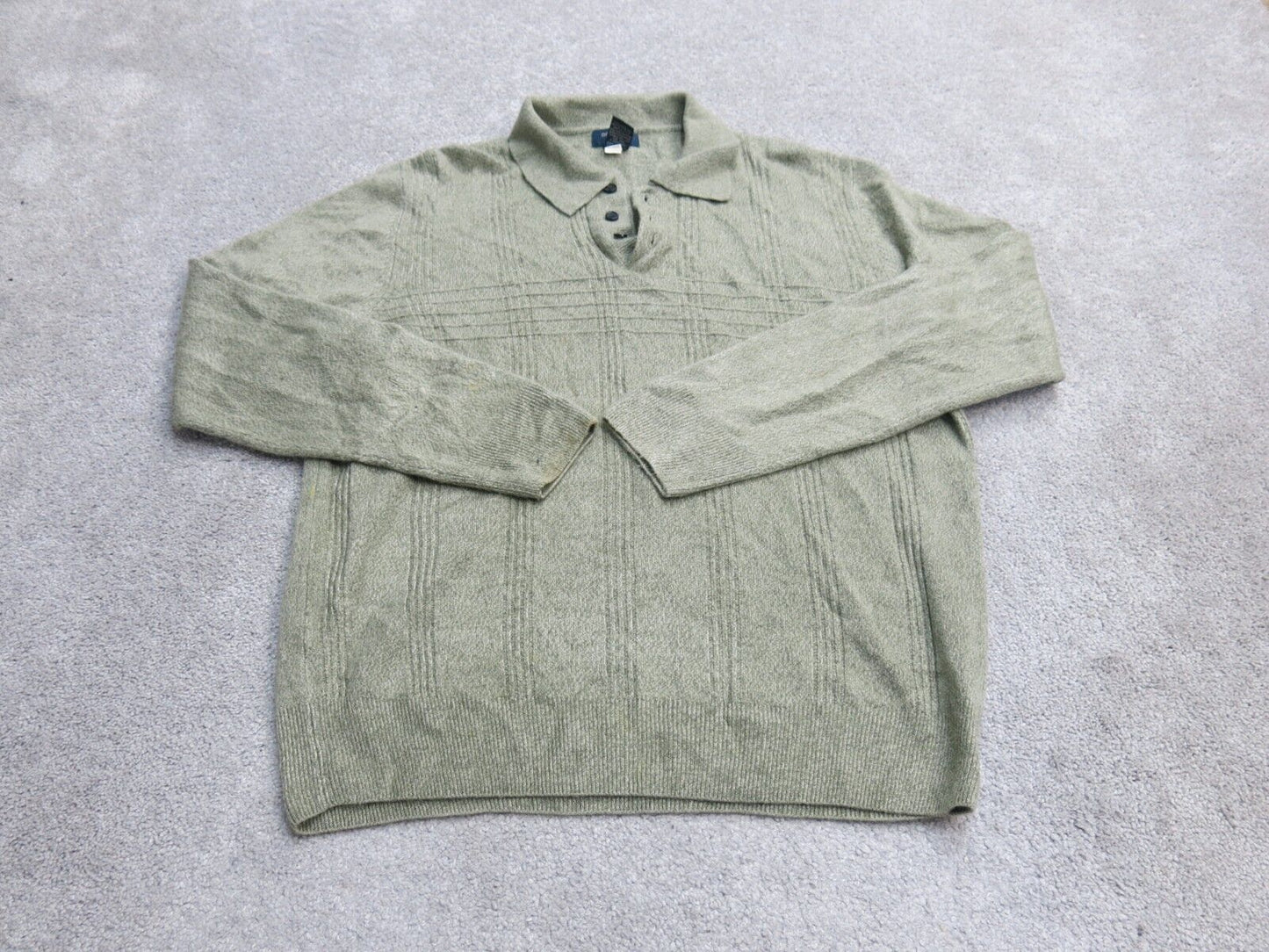 Dockers Womens Polo Sweater Knitted Long Sleeve Acrylic Light Green Size Large