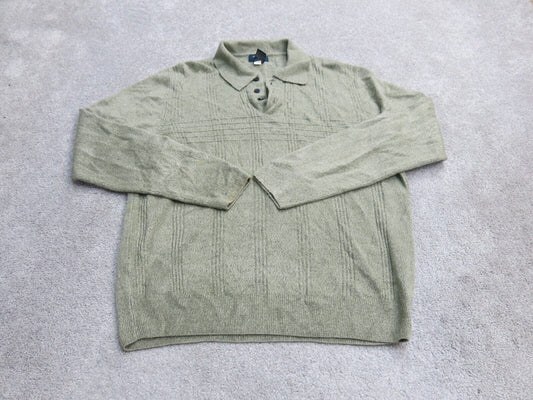Dockers Womens Polo Sweater Knitted Long Sleeve Acrylic Light Green Size Large