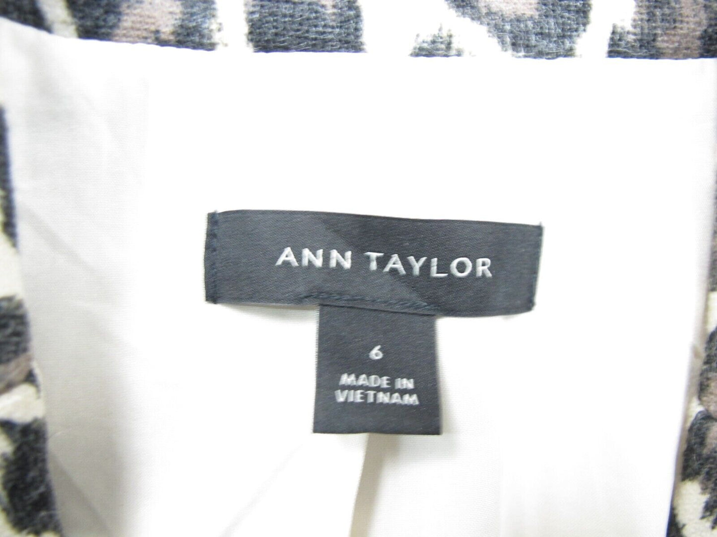 Ann Taylor Women Blazer Coat Single Breasted Leopard Print Brown White Size 6