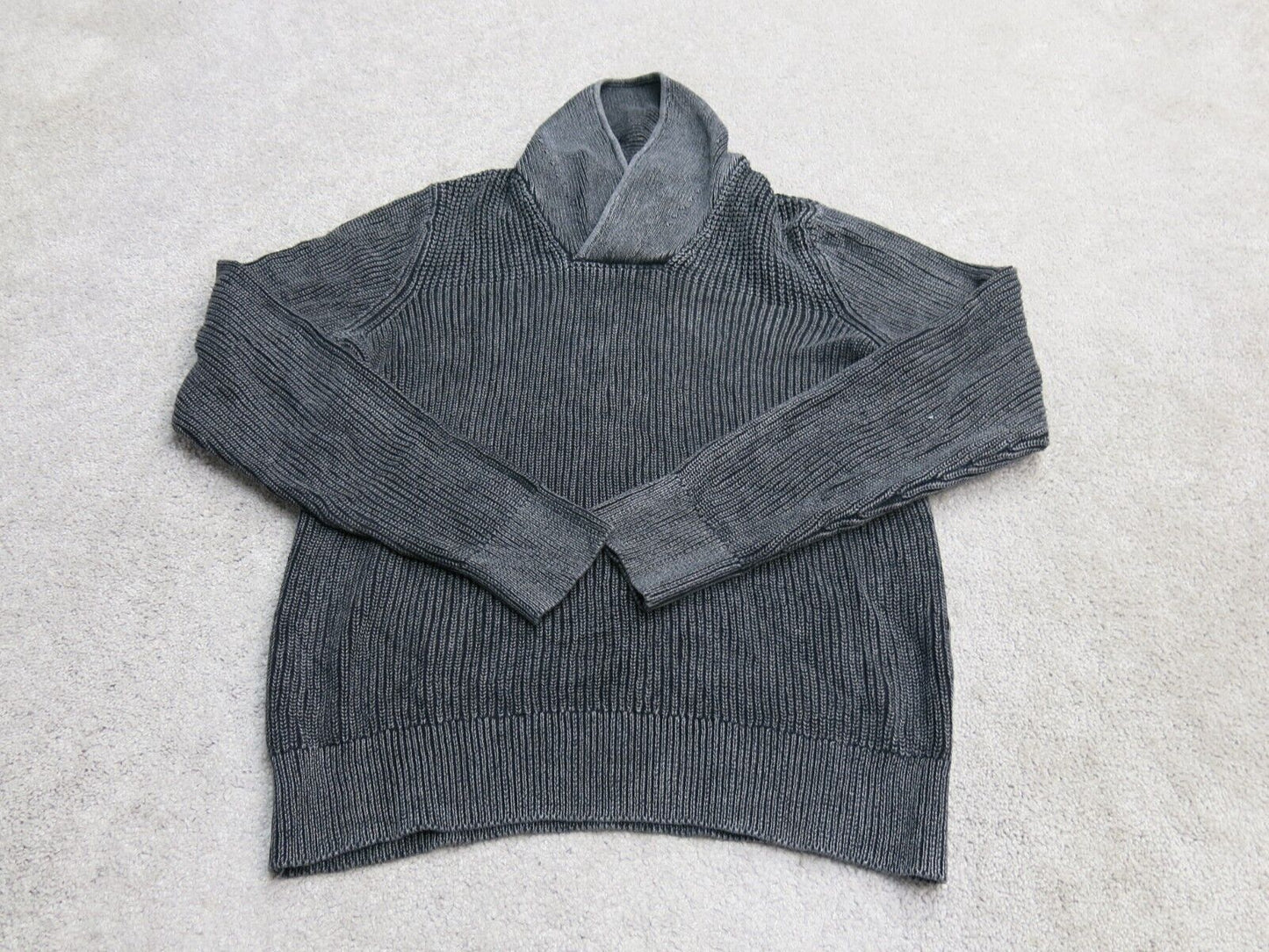Express Women Pullover Knitted Sweater Shawl Neck Long Sleeves Black Size Medium