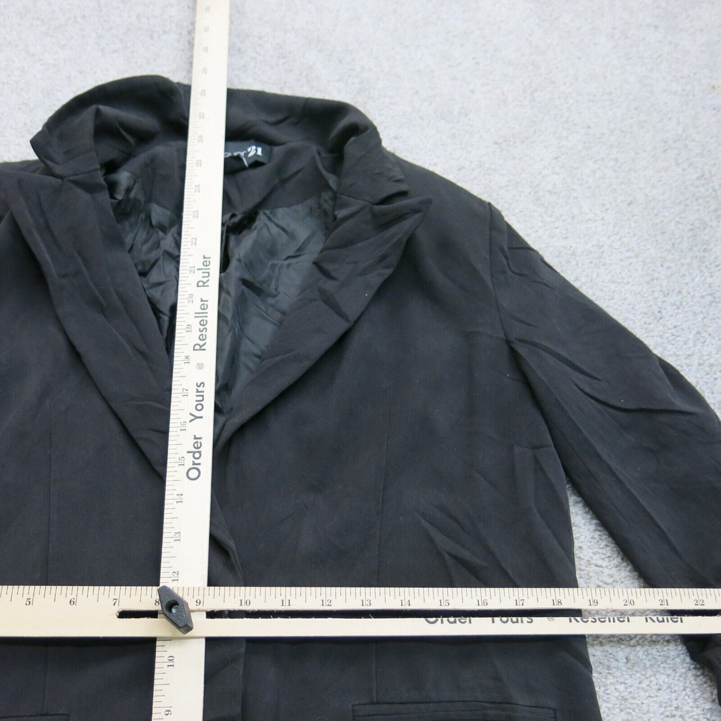 Forever 21 Womens Blazer Coat Single Breasted Long Sleeve Pockets Black SZ Large