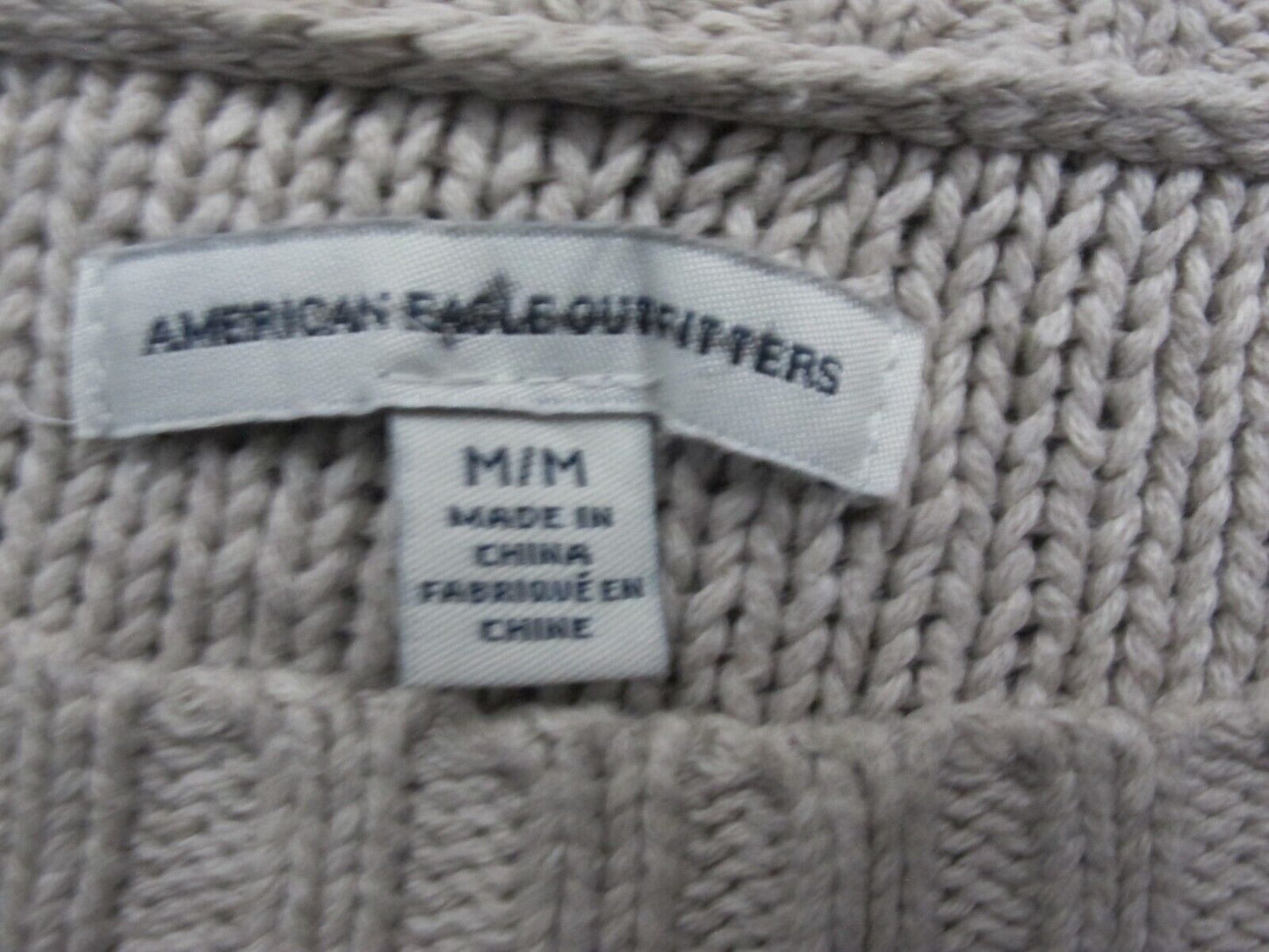 American Eagle Outfitter Womens Pullover Sweater Knitted Long Sleeves Beige SZ M