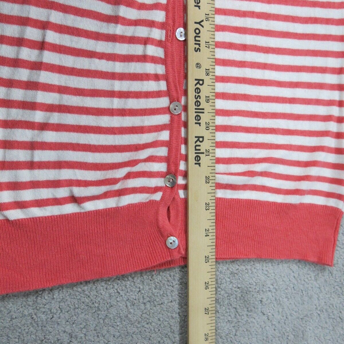 Forever 21 Womens Cardigan Sweater Striped Long Sleeve White Pink Size Medium