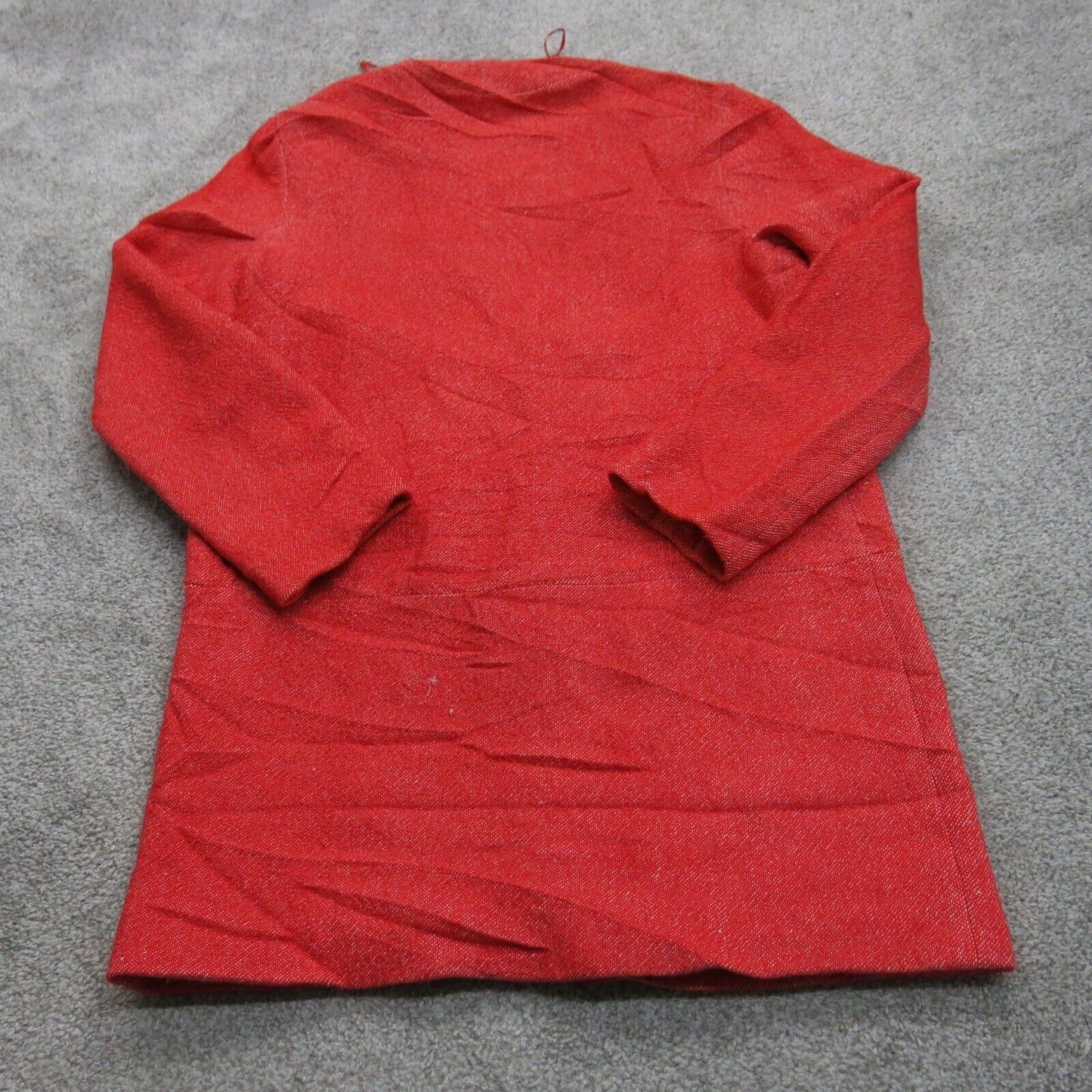 Zara Basic Womens Overcoat Open Front Long Sleeve Pockets Red Size 12