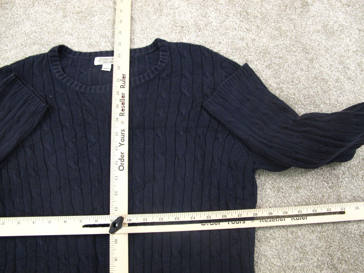 St Johns Bay Womens Pullover Sweater Crew Neck Long Sleeves Blue Size Large