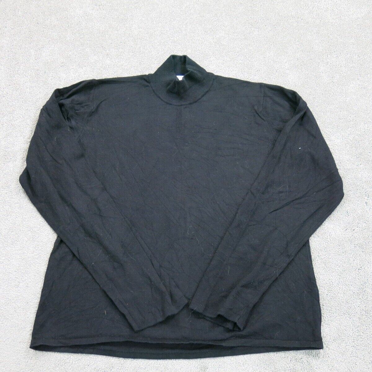 Talbots Womens Pullover Sweater Knitted Mock Neck Long Sleeves Black Size Large