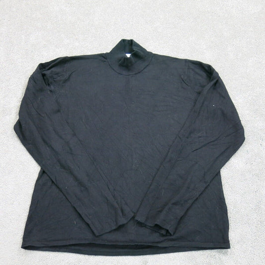 Talbots Womens Pullover Sweater Knitted Mock Neck Long Sleeves Black Size Large