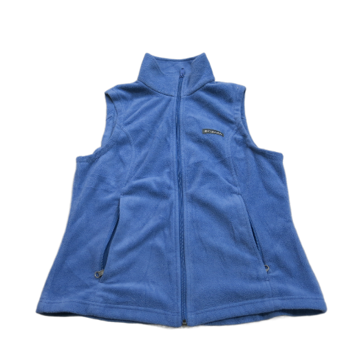 Columbia Women Fleece Vest Jacket Full Zip Up Sleeveless Mock Neck Blue Size M/P