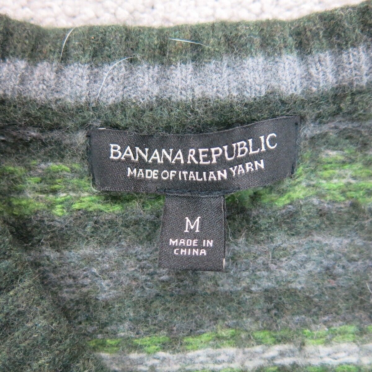 Banana Republic Womens Crew Neck Sweater Long Sleeve Striped Green Size Medium
