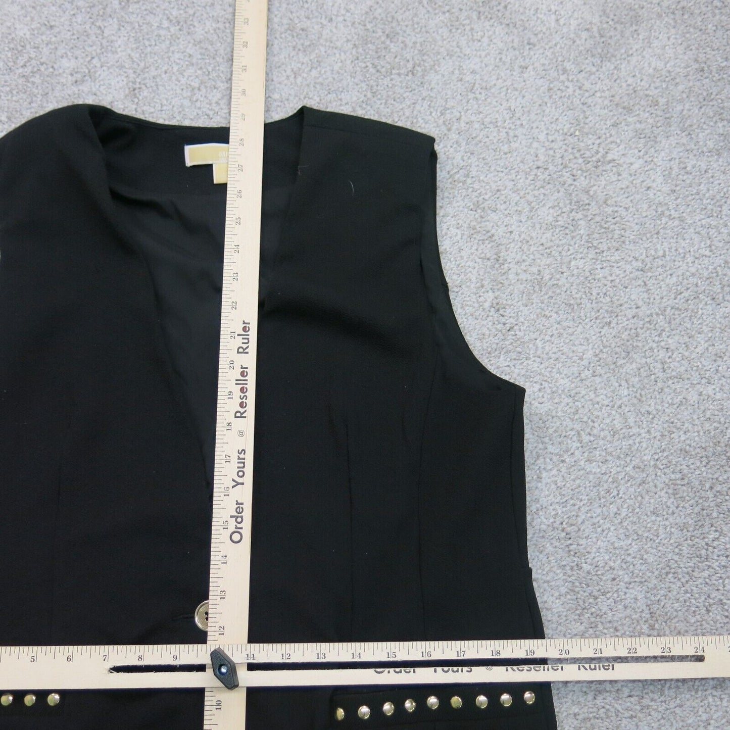 Michael Kors Womens Vest Coat jacket One Button Pockets Black Size Large